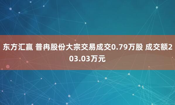 东方汇赢 普冉股份大宗交易成交0.79万股 成交额203.03万元